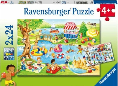 Ravensburger Puslespill Svømming Ved Sjøen 2x24 Brikker 3 Ravensburger Puslespill Svømming Ved Sjøen 2x24 Brikker