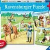 Ravensburger Puslespill En Dag I Stallen, 3x49 Brikker