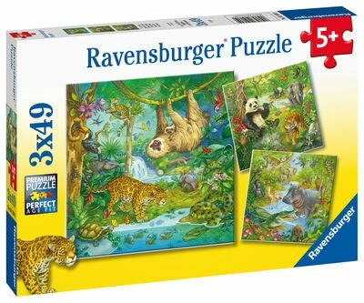 Ravensburger Puslespill I Jungelen, 3x49 Brikker 3 Ravensburger Puslespill I Jungelen, 3x49 Brikker