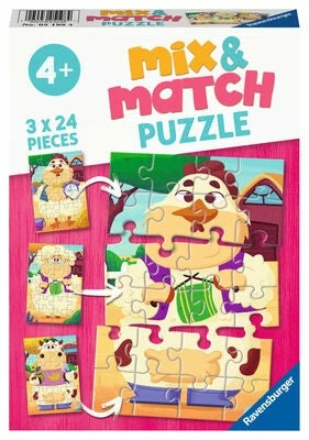 Ravensburger Puslespill Mix & Match Bondegårdsdyr 3x24 Brikker 3 Ravensburger Puslespill Mix & Match Bondegårdsdyr 3x24 Brikker