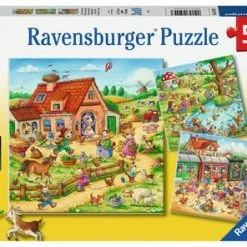 Ravensburger Puslespill Dyr På Ferie 3x49 Biter