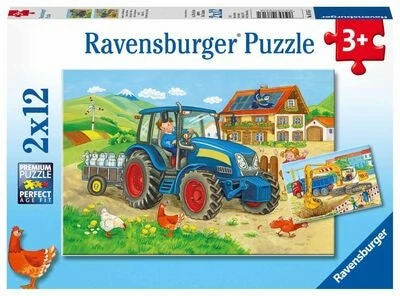 Ravensburger Puslespill Traktor Og Gravemaskin, 2x12 Brikker 3 Ravensburger Puslespill Traktor Og Gravemaskin, 2x12 Brikker