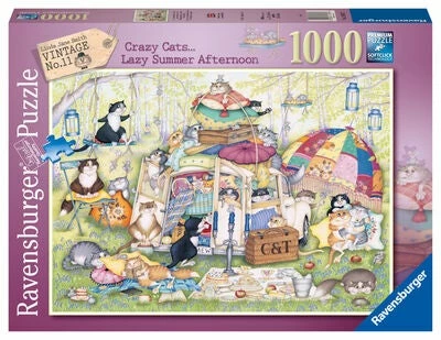 Ravensburger Puslespill Crazy Cats, Lazy Summer Afternoon 1000 Brikker 3 Ravensburger Puslespill Crazy Cats, Lazy Summer Afternoon 1000 Brikker