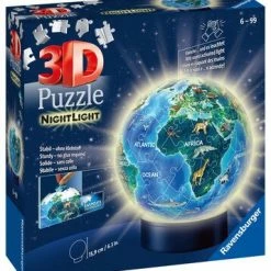 Ravensburger 3D Puslespill Globus Dyr, Nattlampe 72 Brikker