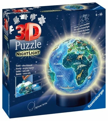 Ravensburger 3D Puslespill Globus Dyr, Nattlampe 72 Brikker 3 Ravensburger 3D Puslespill Globus Dyr, Nattlampe 72 Brikker