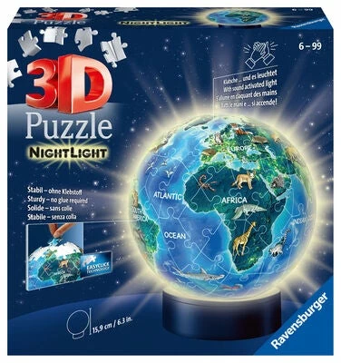 Ravensburger 3D Puslespill Globus Dyr, Nattlampe 72 Brikker 4 Ravensburger 3D Puslespill Globus Dyr, Nattlampe 72 Brikker - Bilde 2