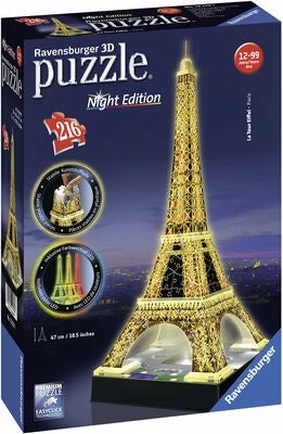 Ravensburger 3D-Puslespill Eiffeltårnet Natt, 216 Brikker 3 Ravensburger 3D-Puslespill Eiffeltårnet Natt, 216 Brikker