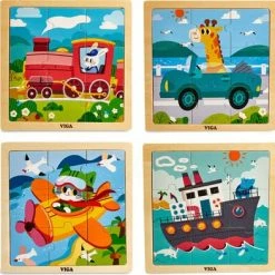 VIGA Puslespill 4-pack Kjøretøy