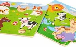 VIGA Rammepuslespill Dyr 9 Brikker, 2-pack