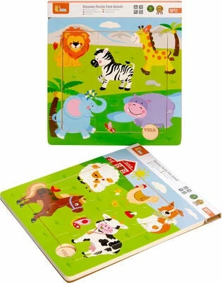 VIGA Rammepuslespill Dyr 9 Brikker, 2-pack 4 VIGA Rammepuslespill Dyr 9 Brikker, 2-pack - Bilde 2