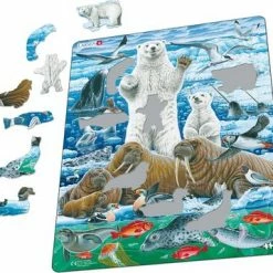 Larsen IsbjĂžrner Og Hvalrosser PĂ„ Den Arktiske Isen Rammepuslespill 46 Brikker